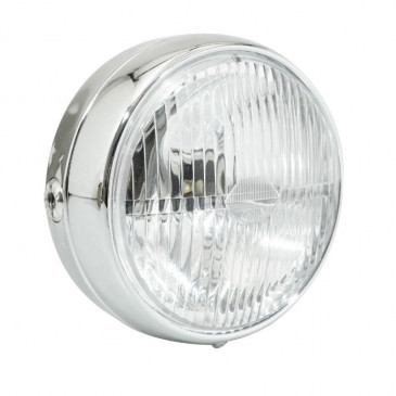 HEADLIGHT FOR MOPED - CHROME WITH SWITCH Ø 140mm (BA20D UNIVERSAL) -SELECTION P2R- 3701213422562