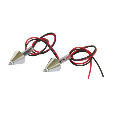 ECLAIRAGE DE PLAQUE IMMATRICULATION REPLAY A LEDS CONIQUE CHROME DIAM 4mm (1 LED ROUGE) (PAIRE) 3700948033814