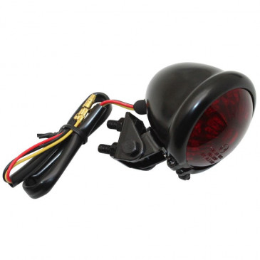 TAIL LIGHT FOR 50cc MOTORBIKE/MOTORBIKE REPLAY -WITH LEDS- ROUND SHAPED - STEEL -RED-/DARK - WITH STOP LAMP + PARKING LIGHT (8 LEDS -RED) -EEC APPROVED- 3700948035276