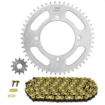 CHAIN AND SPROCKET KIT FOR BETA 50 RR SM 2012>2017, 50 RR MOTARD SPORT 2014>2018, RR MOTARD 2012>2017 (4 DRILL HOLES) 428 12x50 (BORE Ø 100mm) (OEM SPECIFICATION) -AFAM- 5400598085659
