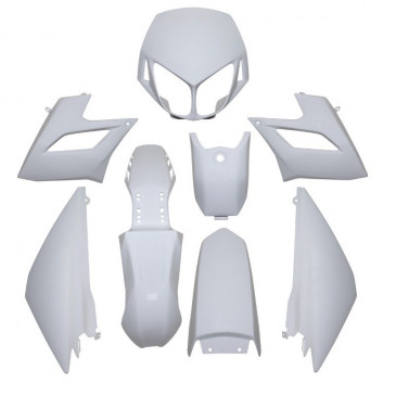 FAIRINGS/BODY PARTS FOR 50cc MOTORBIKE DERBI 50 SENDA DRD RACING 2008> WHITE GLOSS (8 PARTS KIT) SELECTION P2R- 3700948053768