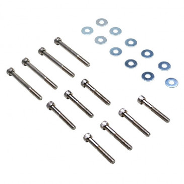 KIT FASTENER REPLAY FOR KICK STARTER COVER (STEEL) FOR PEUGEOT 50 TKR, TREKKER, SPEEDFIGHT, SQUAB CHROME 6x40/55 (SET OF 11) 3700948204801