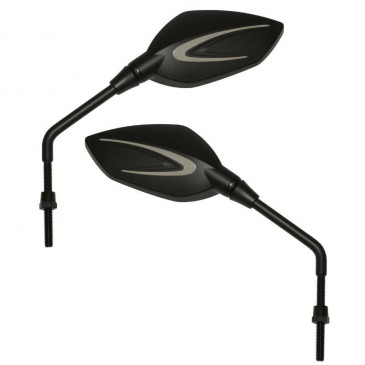 MIRROR FOR SCOOT REPLAY CLASS - BLACK MAT/CHROME Ø 8mm LEFT+RIGHT (PAIR) ** 3700948038383