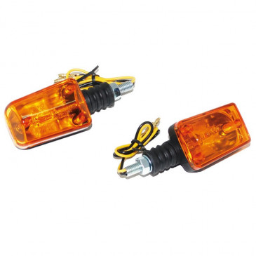 TURN SIGNAL (UNIVERSAL) REPLAY RECTANGLE ORANGE/BLACK - SHORT -CEE APPROVED- (PAIR) (L 81mm / H 38mm / Wd 37mm)