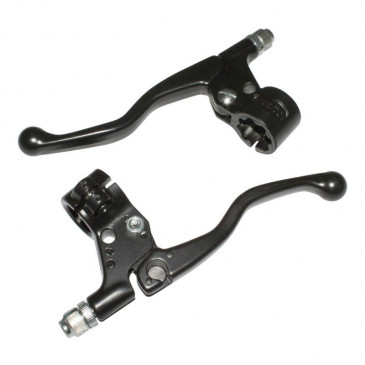 LEVERS KIT FOR MOPED - ALU BLACK Short M84 SINGLE FIXATION (PAIR) -SELECTION P2R- 3700948112175