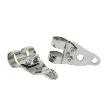 SUPPORT DE PHARE CYCLO ADAPTABLE MBK 51/MOTOBECANE/PEUGEOT 103 CHROME (DIAM 26mm) (PAIRE) -SELECTION P2R- 3701213424757