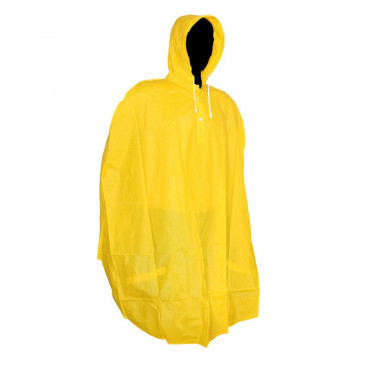 RAIN PONCHO - ADULT - P2R PVC YELLOW - WITH HOOD+ CARRYING BAG - HIGH QUALITY 3700948097601