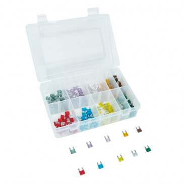 FUSIBLE PLAT ENFICHABLE MINIATURE 2 / 3 / 4 / 5 / 7,5 / 10 / 15 / 20 / 25 / 30A (ASSORTIMENT) (COFFRET DE 200 PIECES) -P2R- 3700948087329