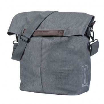 SACOCHE ARRIERE VELO LATERALE SAC BANDOULIERE BASIL CITY SHOPPER GRIS CLAIR DROIT/GAUCHE 14/16L FIXATION HOOK-ON PORTE BAGAGE FERMETURE PLIANT ANTI-PLUIE 8715019177804