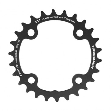 CHAINRING FOR MTB 26T. Ø80 - 2X10 "INNER" BLACK CT2 STRONGLIGHT -4 ARMS- 10 Speed SRAM - NON THREADED - Thickness 3,5 mm 3700223715145