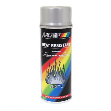 BOMBE DE PEINTURE MOTIP PRO HAUTE TEMPERATURE 800 ARGENT AEROSOL 400ml (04032) 8711347040322