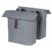 DOUBLE BAG FOR BICYCLE -REAR- BASIL CITY- LIGHT GREY 28/32Lt - ON CARRIER WITH VELCRO TAPES (30x18x49cm) WITH FOLDABLE TOP COVER 8715019180729