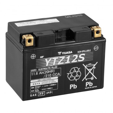 BATTERIE 12V 11 Ah YTZ12S YUASA ACTIVEE EN USINE PRETE A L'EMPLOI (Lg150xL87xH110mm) 4906958001471