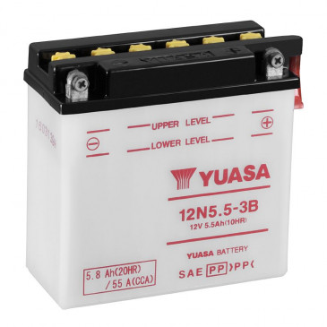 BATTERIE 12V 5,5 Ah 12N5.5-3B YUASA CONVENTIONNELLE AVEC ENTRETIEN (Lg135xL60xH130mm) 5050694007194