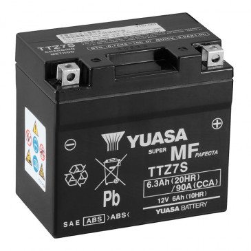 BATTERIE 12V 6 Ah TTZ7S YUASA MF SANS ENTRETIEN PRETE A L'EMPLOI (Lg113xL70xH105) 5050694011405