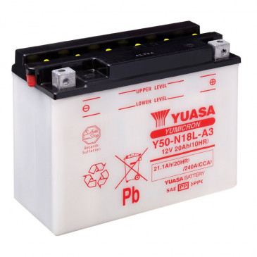 BATTERIE 12V 20 Ah Y50-N18L-A3 YUASA YUMICRON AVEC ENTRETIEN (Lg205xL90xH162mm) 5050694005664