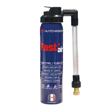 BOMBE REPARATION / ANTI-CREVAISON HUTCHINSON FAST'AIR AEROSOL LATEX CHAMBRE A AIR ET TUBELESS (75ml) 3248382044763