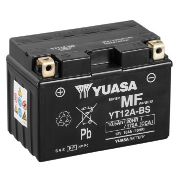 BATTERIE 12V 10 Ah YT12A-BS YUASA MF SANS ENTRETIEN LIVREE AVEC PACK ACIDE (Lg150xL87xH105mm) 5050694004490