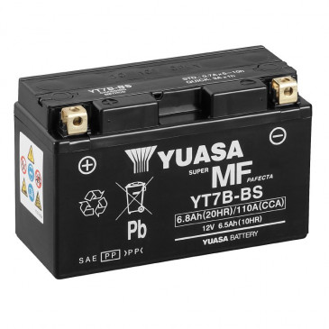 BATTERIE 12V 6,5 Ah YT7B-BS YUASA MF SANS ENTRETIEN LIVREE AVEC PACK ACIDE (Lg150xL65xH93mm) 5050694004452