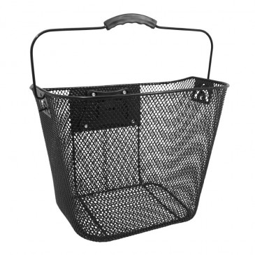 FRONT BASKET- STEEL MESH- NEWTON BLACK QUICK RELEASE ON CLIPS RPD 25,4/31,8mm 19L (Lg35xL25xH25) 3700948115039