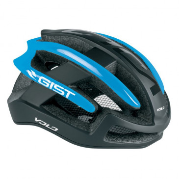 CASQUE VELO ADULTE GIST ROUTE VOLO NOIR MAT/BLEU SKY FULL IN-MOLD TAILLE 52-56 REGLAGE MOLETTE 210GRS 8013271301013