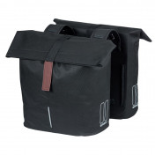 DOUBLE BAG FOR BICYCLE -REAR- BASIL CITY BLACK 28/32Lt - VELCRO TAPES ON REAR CARRIER (30x18x49cm) With folding "no rain" closing. 8715019180712