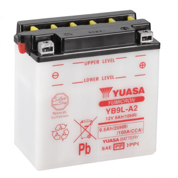 BATTERIE 12V 9 Ah YB9L-A2 YUASA YUMICRON AVEC ENTRETIEN (Lg135xL75xH139mm) 5050694005398