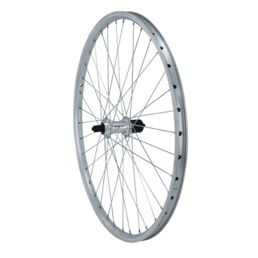 WHEEL FOR MTB- 26" ER10 REAR -SILVER- DOUBLE-WALLED -ALUMINIUM HUB- QUICK RELEASE FOR SHIMANO/SRAM CASSETTE 9/8 Speed 3660429030377