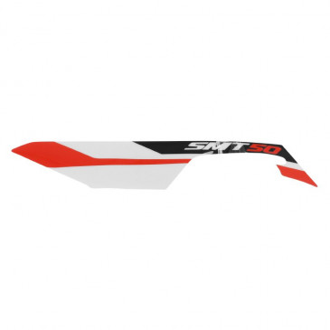 DECAL- LEFT REAR COWL "PIAGGIO GENUINE PART" (RED/BLACK/WHITE) GILERA 50 SMT, RCR 2018> -2H002137-