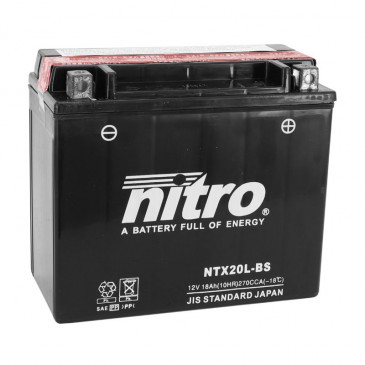 BATTERIE 12V 18 Ah NTX20L-BS NITRO MF SANS ENTRETIEN AVEC PACK ACIDE (Lg175xL87xH155mm) (EQUIVALENT YTX20L-BS) 5414837002802