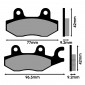 PLAQUETTE DE FREIN POLINI POUR KYMCO 50 AGILITY, 125-150 B&W, 150 PEOPLE, 250 YUP, 50-125 LIKE, 50 TOP BOY, 50 SUPER 9, 200 DINK (L 77mm - 96.5mm - H 42mm - P 9.2mm) (174.2021) (METAL FRITTE) 8054705043765