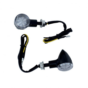 TURN SIGNAL FOR MOTORBIKE- AVOC CHIBA SMOKED/BLACK (Long 40mm / H 35mm (Wd 40mm) (EEC APPROVED) (Pair) 3700948209899