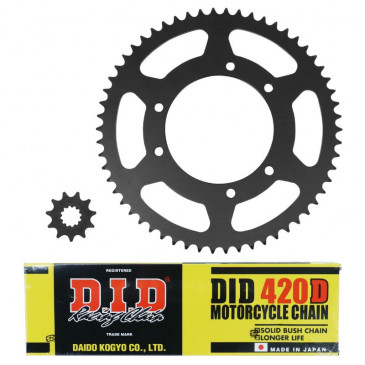 CHAIN AND SPROCKET KIT FOR HM 50 DERAPAGE COMPETITION 2003> 420 14x58 (140 LINKS) (OEM SPECIFICATIONS) -DID- 8434290127529