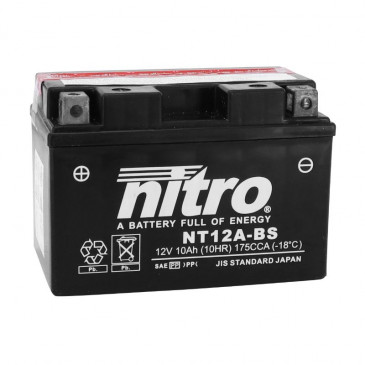 BATTERIE 12V 10 Ah NT12A-BS NITRO MF SANS ENTRETIEN AVEC PACK ACIDE (Lg150xL87xH105mm) (EQUIVALENT YT12A-BS) 5414837002710