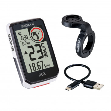 COMPTEUR SIGMA ROX2.0 GPS BLANC AVEC SUPPORT CINTRE DECALE 4016224010530