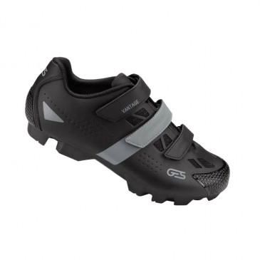 MTB CYCLING SHOE- GES VANTAGE2 BLACK/GREY EURO 38 TRIPLE HOOK AND LOOP STRAPS- COMPATIBLE SPD (PAIR) 8435274975808