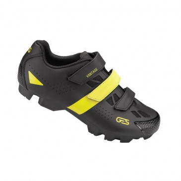 MTB CYCLING SHOE- GES VANTAGE2 BLACK/FLUO YELLOW EURO 38 TRIPLE HOOK AND LOOP STRAPS- COMPATIBLE SPD (PAIR) 8435274976003