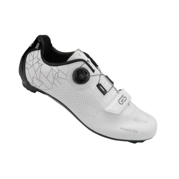 ROAD CYCLING SHOE- GES ROADSTER2 WHITE EURO 38 BOA CLOSURE SYSTEM+HOOK AND LOOP STRAPS- COMPATIBLE LOOK/SHIMANO (PAIR) 8435274975105