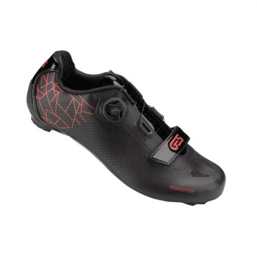 CHAUSSURE ROUTE GES ROADSTER2 NOIR/ROUGE T45 FIXATION MICROCLIP ATOP/VELCRO COMPATIBLE LOOK/SHIMANO (PAIRE) 8435274974979