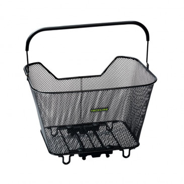 PANIER ARRIERE FIL ACIER RACKTIME BASK IT NOIR AVEC ANSE SUR PORTE BAGAGE (43x29x31 cm) - COMPATIBLE SYSTEME RACKTIME SNAPIT 4048174130075