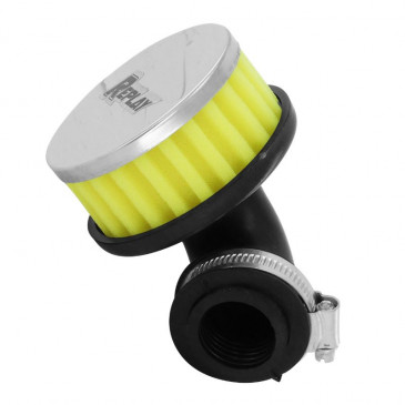 FILTRE A AIR REPLAY R BOX FC CHROME/JAUNE FIXATION COUDEE 90° DIAM 35/28 3700948036167