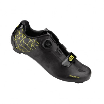 CHAUSSURE ROUTE GES ROADSTER2 NOIR/JAUNE T43 FIXATION MICROCLIP ATOP/VELCRO COMPATIBLE LOOK/SHIMANO (PAIRE) 8435274975051