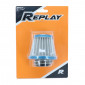 AIR FILTER REPLAY KN MIDDLE FD CHROME/SILVER STRAIGHT FIXING Ø 35/28 (HEIGHT 64mm) 3700948114995