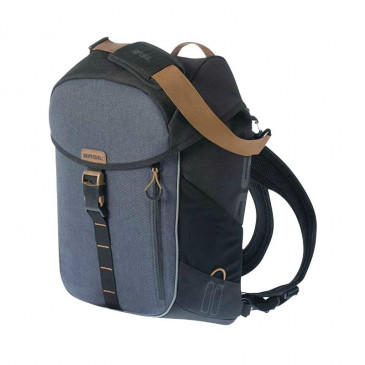 SACOCHE ARRIERE SAC A DOS VELO LATERALE BASIL MILES DROIT/GAUCHE SYSTEME FIXATION HOOK-ON WATERPROOF 17L BLEU/NOIR (POSSIBILITE SAC BANDOULIERE + SAC A DOS) (44x14x31cm) 8715019176654