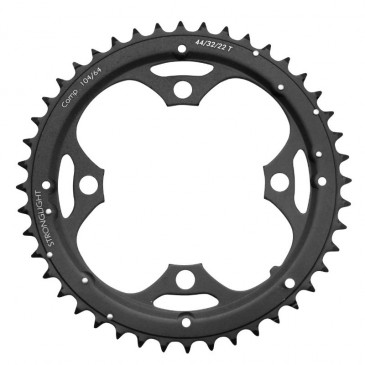 CHAINRING FOR MTB- Ø104 - 4arms-FOR TRIPLE- 44T. Ø104 OUTER BLACK STRONGLIGHT -ALUMINIUM- .8/9 Speed 3700223709687