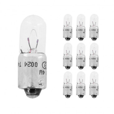 AMPOULE/LAMPE STANDARD 6V 4W CULOT BA9s NORME T4W TEMOIN BLANC (FEU DE POSITION) (BOITE DE 10) -FLOSSER- 4018354001709