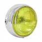 HEADLIGHT FOR MOPED - CHROME- WITH SWITCH Ø 140mm Yellow glass (BA20D UNIVERSAL) -SELECTION P2R- 3701213429653