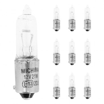 AMPOULE/LAMPE HALOGENE MINIATURE H21W 12V 21W CULOT BAX9s MINI LONG ERGOTS DECALES BLANC (CLIGNOTANT) (x10) -VICMA- 8430525047648