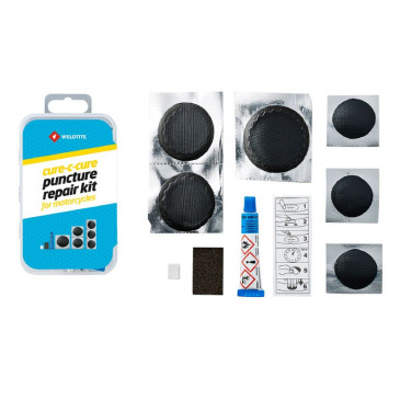 REPAIR KIT - FOR BICYCLE INNER TUBE- WELDTITE AIRTITE FAT BIKE 27,5" - WITH TOOLS IN BOX : 2 PATCHS 30mm + 1 PATCH 40mm + 3 PATCHS 20mm + GLUE 5g + SAND PAPER) 5013863010043