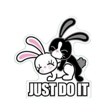 AUTOCOLLANT/STICKER LETHAL THREAT MINI VILAIN LAPIN JUST DO IT (60x80mm)